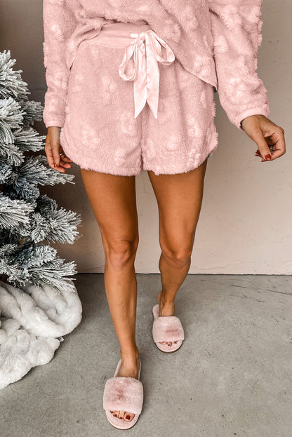 Cheetah Fleece Loose Two Piece Pajama Set - Cowaa