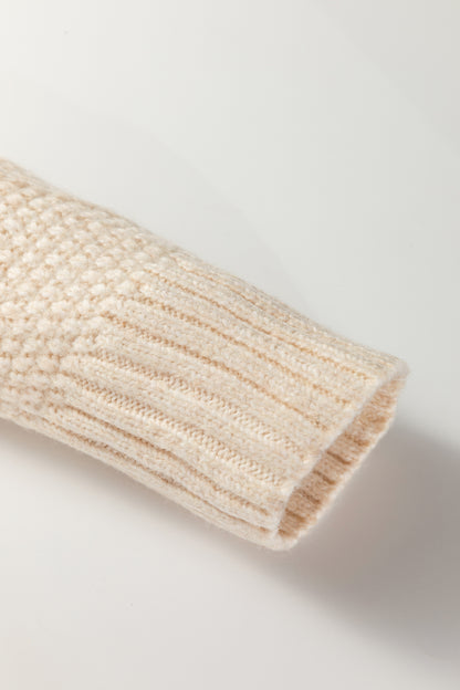 Oatmeal Cable Knit Drop Shoulder Loose Fit Sweater Dress