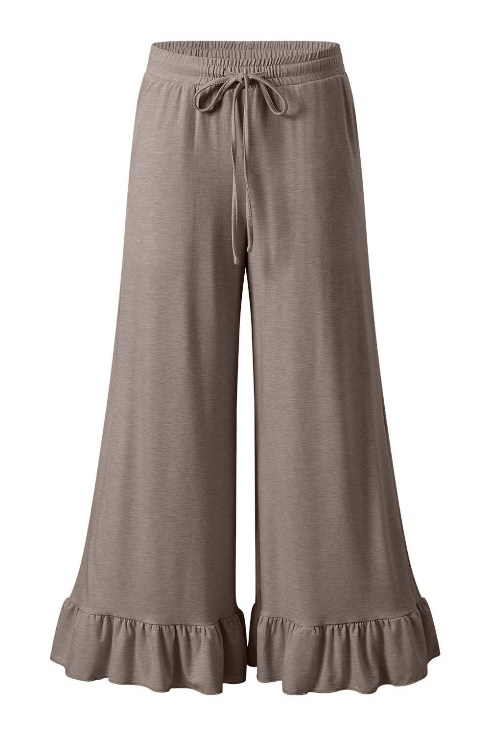 Dune Solid Color Ruffle Hem Wide Leg Pants - Cowaa