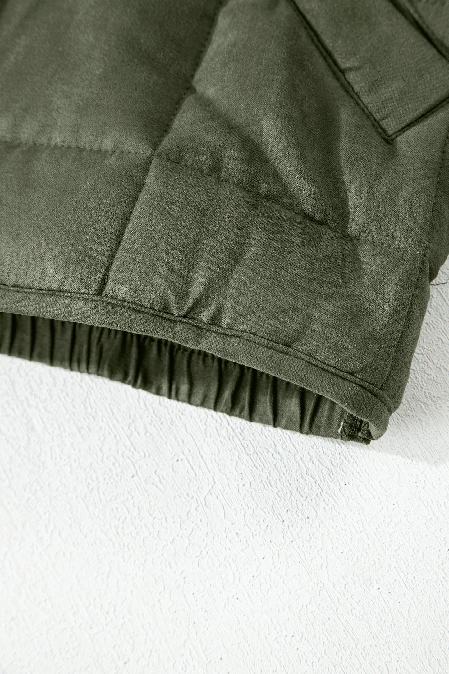 Green Zip-Up Pocket Quilted Jacket - Cowaa