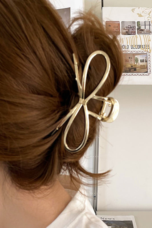 Gold Casual Bowknot Shape Metal Claw Clip - Cowaa