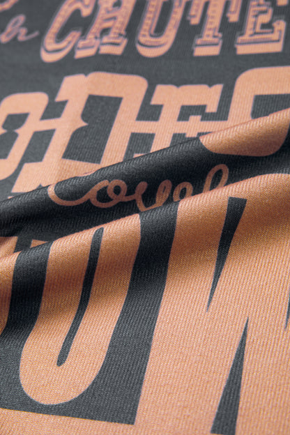 Dark Grey Howdy Cowboy Letter Printed Western Fashion Tee