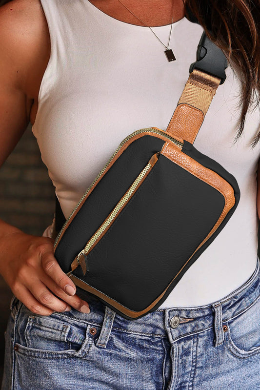 Black Adjustable Strap Mini PU Leather Crossbody Bag - Cowaa