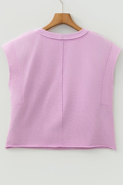 Bright Pink Mineral Wash Boxy Fit Cotton Tank Top - Cowaa