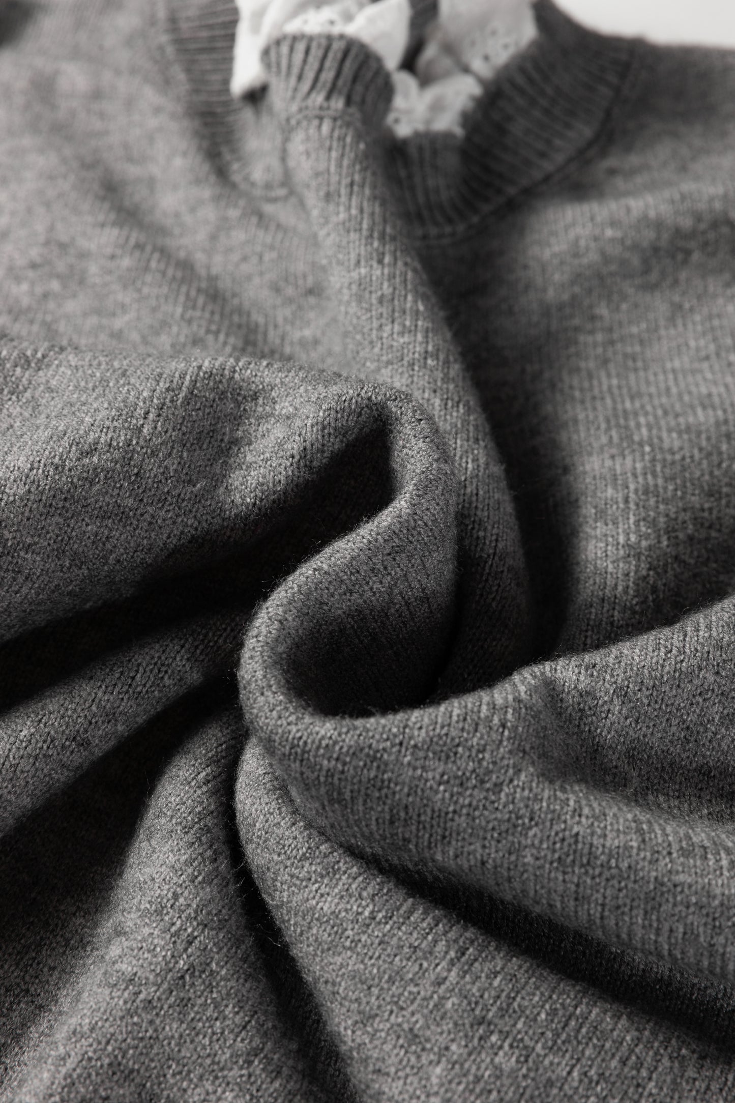 Sleet Lace Trim Patchwork Buttoned Cuffs Loose Sweater - Cowaa