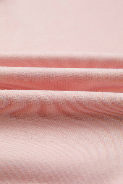 Light Pink Colorblock Waffle Patchwork Oversize Sweatshirt - Cowaa