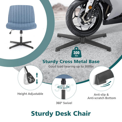 Blue Wide Armless Swivel Home Office Chair
