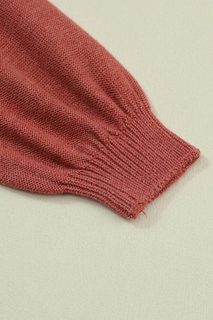 Bishop Sleeve Exposed Seam Ribbed Trim Sweater - Cowaa