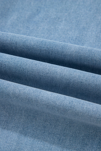 Beau Blue Contrast Stripe Frayed Side Panel Patchwork Shift Jeans