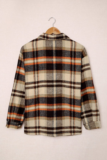 Plaid Button Front Pocket Shirt Shacket - Cowaa