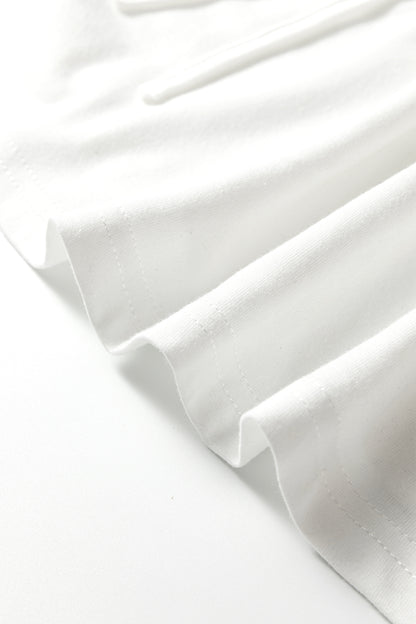 White Plus Size Solid Color Bow Tie Peplum Tank Top - Cowaa