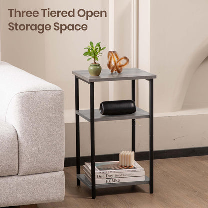 Set of 2 Grey Small Bedside Storage Table