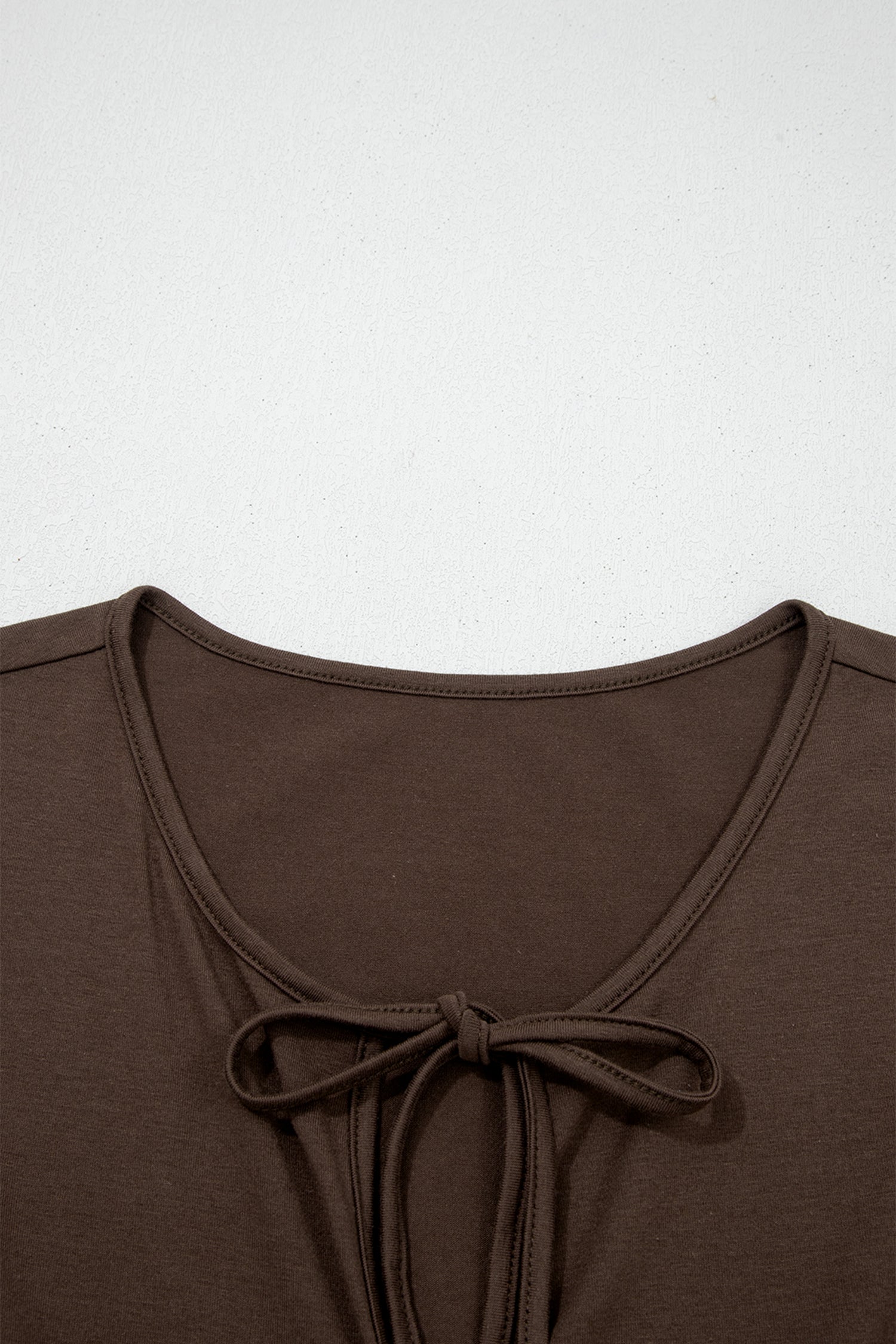 Coffee Plus Size Solid Color Bow Tie Peplum Tank Top - Cowaa