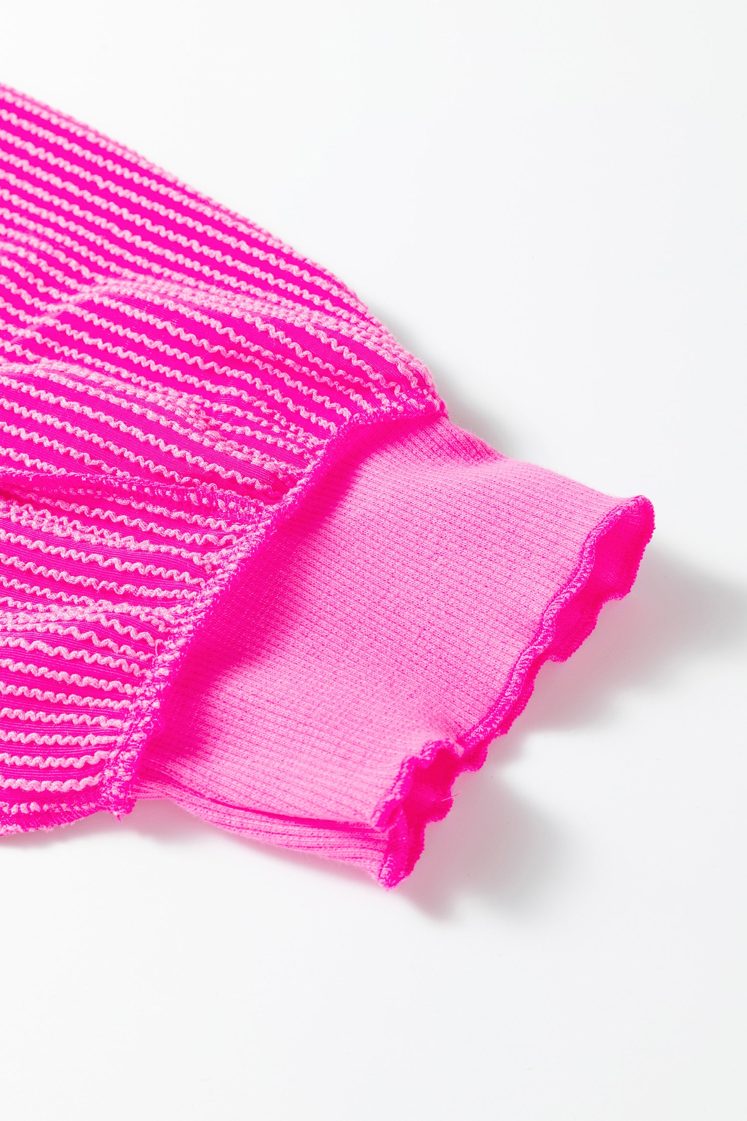 Rose Red Drop Shoulder Uneven Hem Plus Size Twisted Rib Top - Cowaa