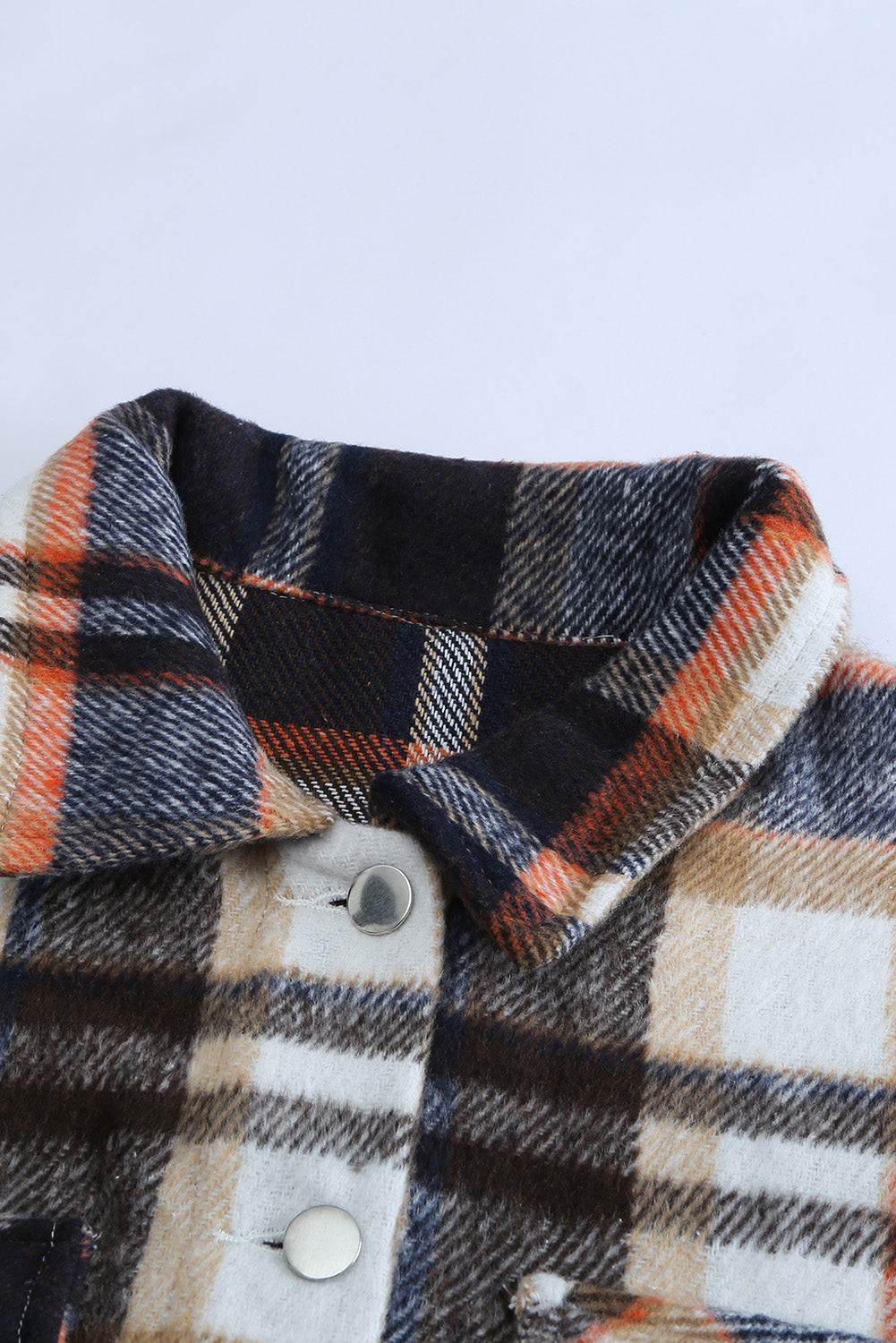 Plaid Button Front Pocket Shirt Shacket - Cowaa