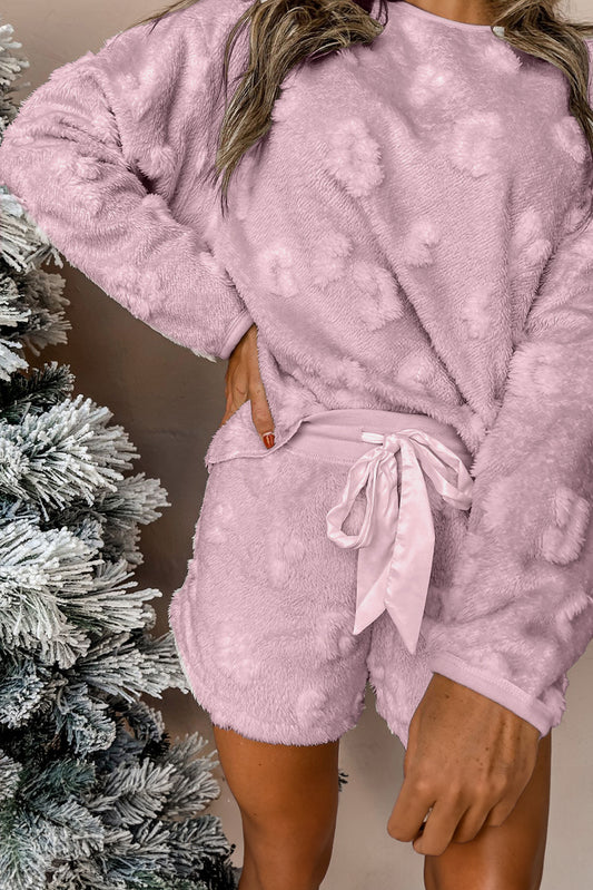 Cheetah Fleece Loose Two Piece Pajama Set - Cowaa