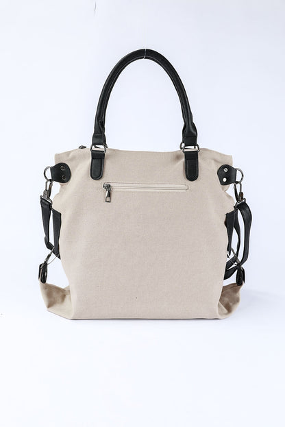 Beige Star Canvas Tote Bag - Cowaa