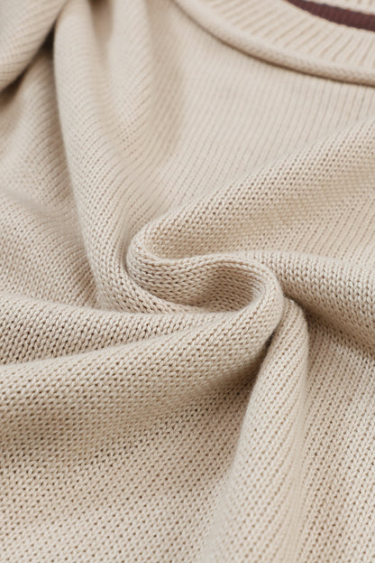 Bishop Sleeve Exposed Seam Ribbed Trim Sweater - Cowaa