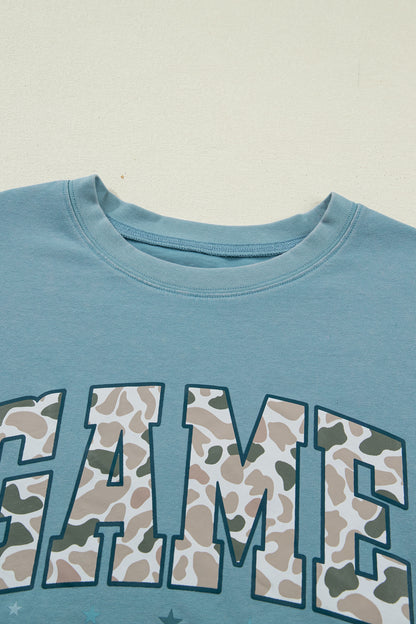 Stone Blue Camo GAME DAY Graphic T Shirt