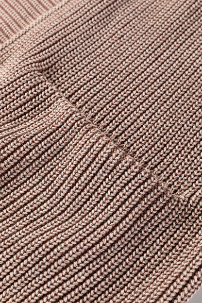 Chestnut Mineral Wash Exposed Seam Patchwork Knit Open Sweater Cardigan - Cowaa