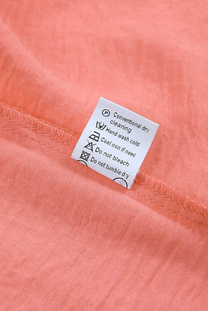 Apricot Solid Casual Smocked Cuffs Batwing Sleeve Blouse - Cowaa