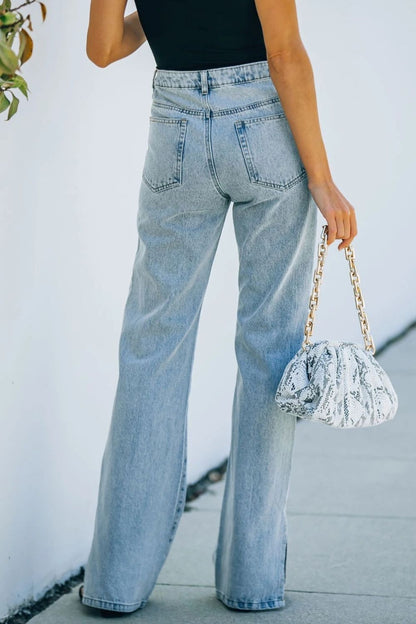 High Waist Side Slit Denim Jeans