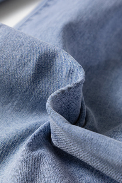 Beau Blue High Waist Button Zip Fly Bell Bottom Jeans - Cowaa