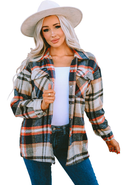 Plaid Button Front Pocket Shirt Shacket - Cowaa