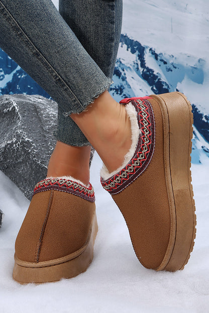 Round Toe Suede Platform Snow Boots