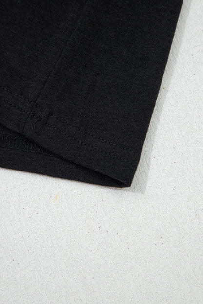 Black Plus Size Solid Color Bow Tie Peplum Tank Top - Cowaa