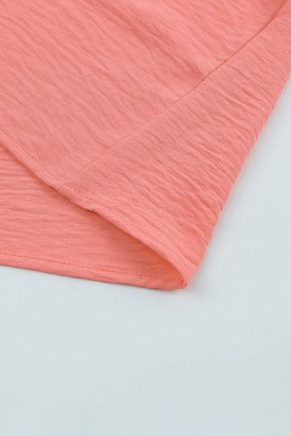 Apricot Solid Casual Smocked Cuffs Batwing Sleeve Blouse - Cowaa
