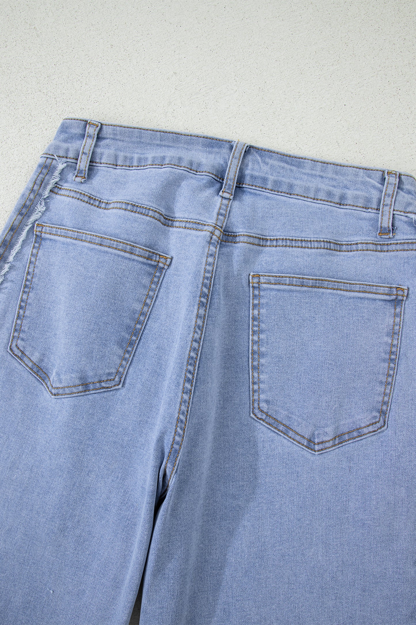 Beau Blue Contrast Stripe Frayed Side Panel Patchwork Shift Jeans - Cowaa