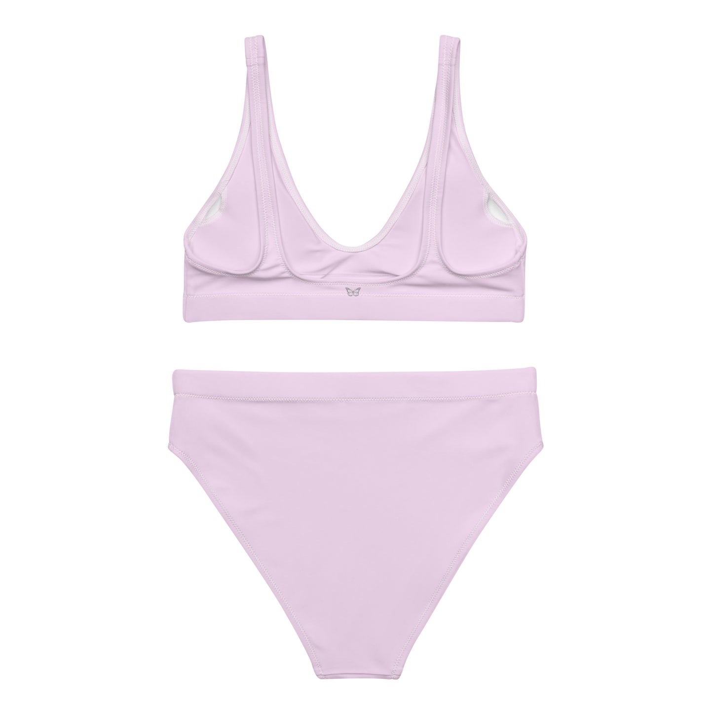 Baby Pink w/ Mini Butterfly Design on Back Recycled High-Waisted Bikini Set