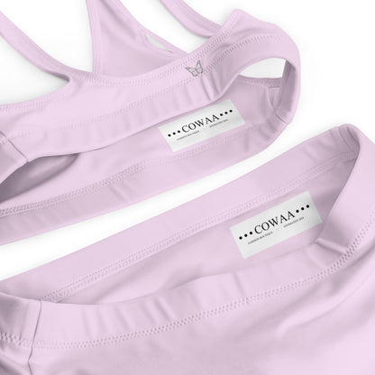 Baby Pink w/ Mini Butterfly Design on Back Recycled High-Waisted Bikini Set