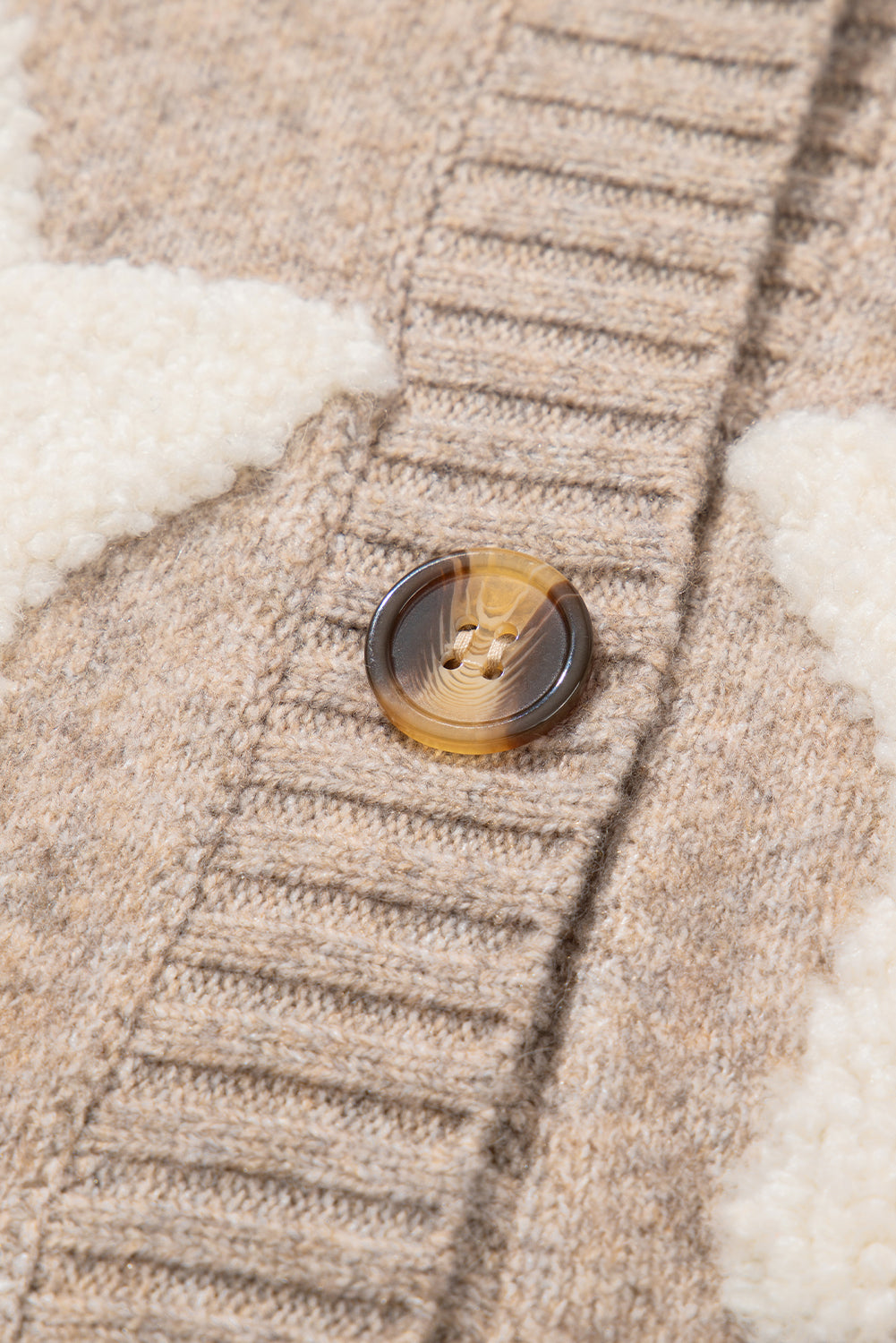 Khaki Star Pattern Pockets Button Front Cardigan - Cowaa
