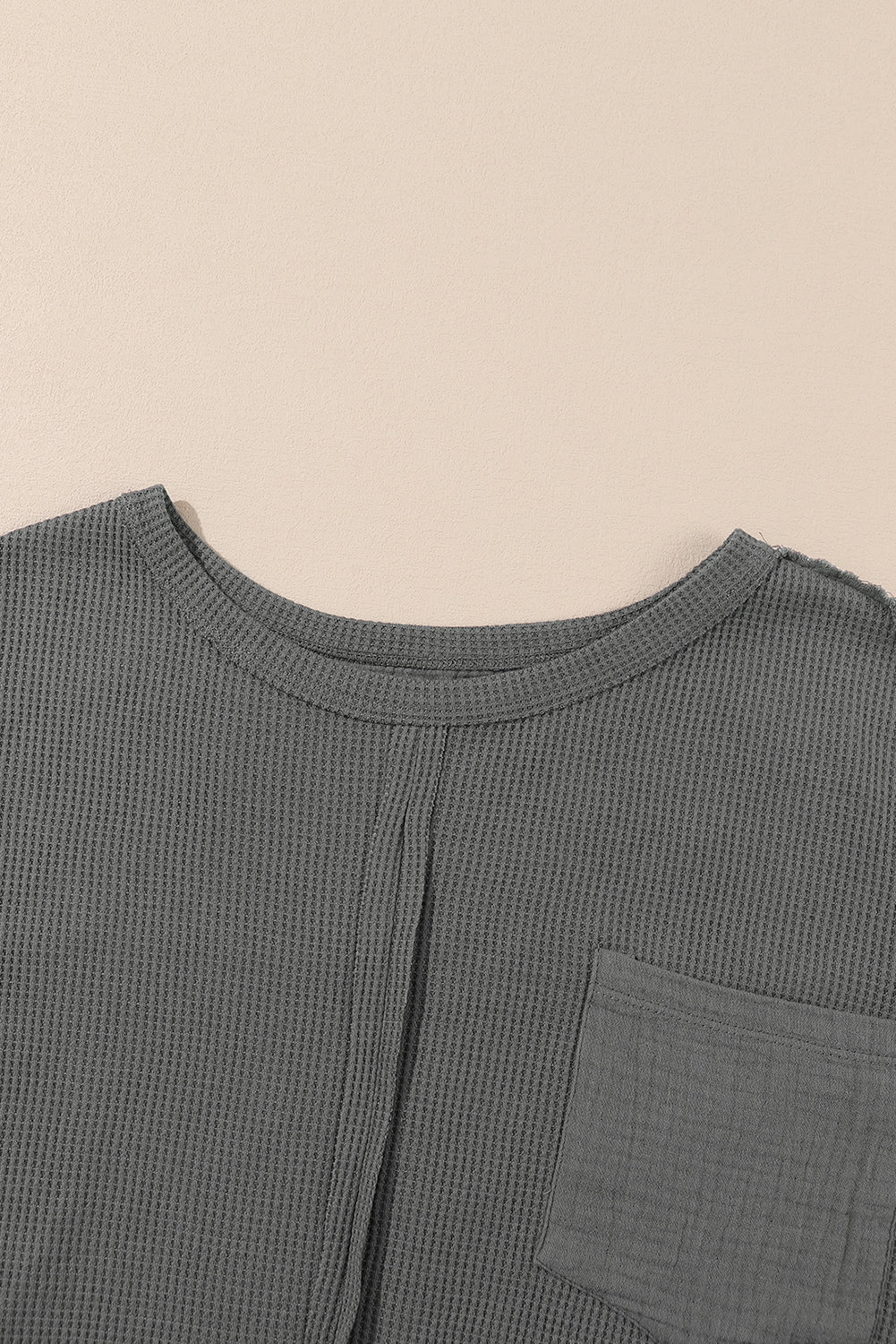 Crinkle Patchwork Long Sleeve Top - Cowaa