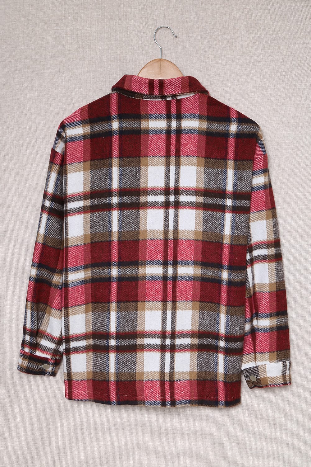 Plaid Button Front Pocket Shirt Shacket - Cowaa