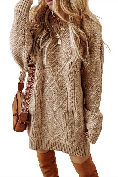Knit Loose Fit Sweater Dress - Cowaa