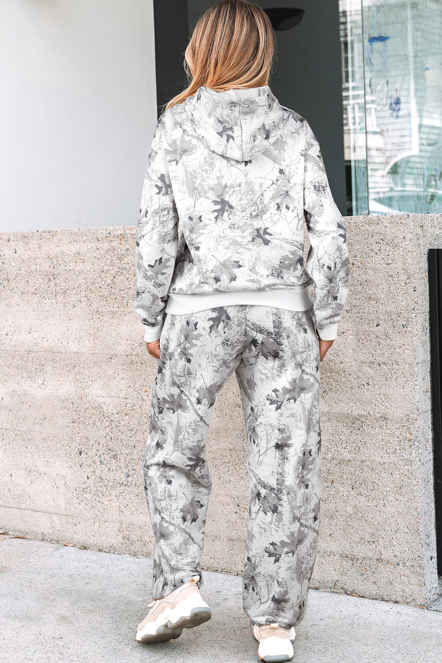 Light Grey Light Woodland Camo Classic Hoodie and Sweatpants Set - Cowaa