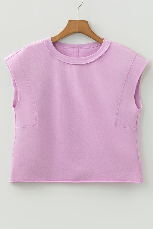 Bright Pink Mineral Wash Boxy Fit Cotton Tank Top - Cowaa