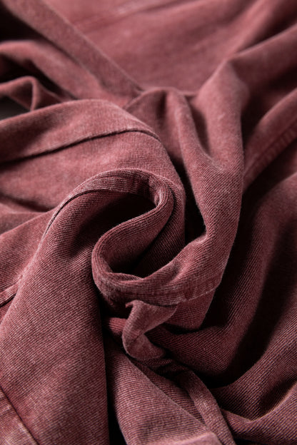 Wild Ginger Mineral Wash Lace-up High Waist Raw Hem Patched Pocket Pants - Cowaa