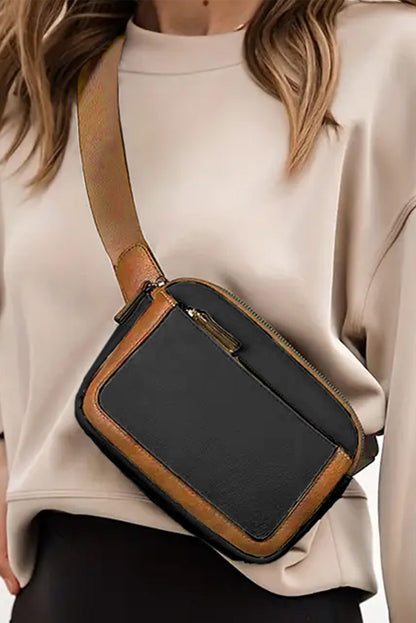Black Adjustable Strap Mini PU Leather Crossbody Bag - Cowaa