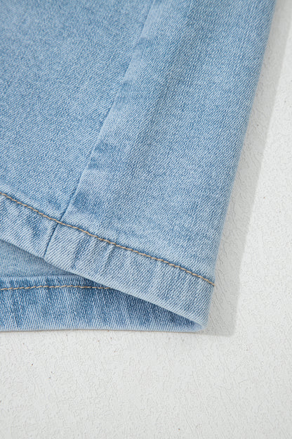 Myosotis High Rise Patch Pocket Denim Shorts - Cowaa