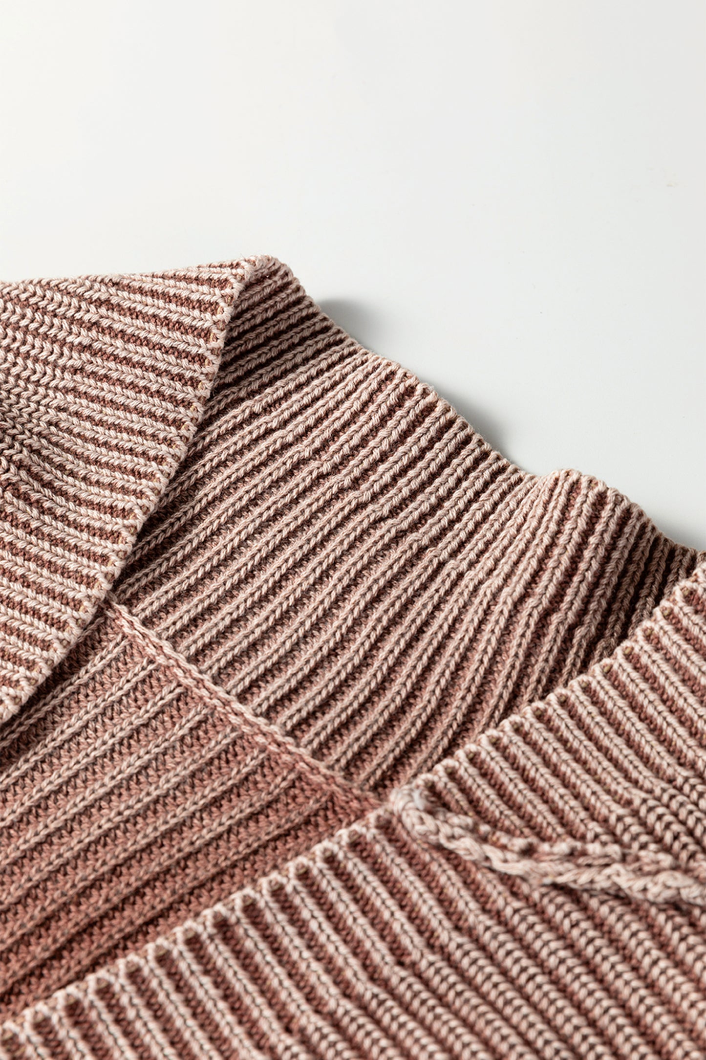 Chestnut Mineral Wash Exposed Seam Patchwork Knit Open Sweater Cardigan - Cowaa