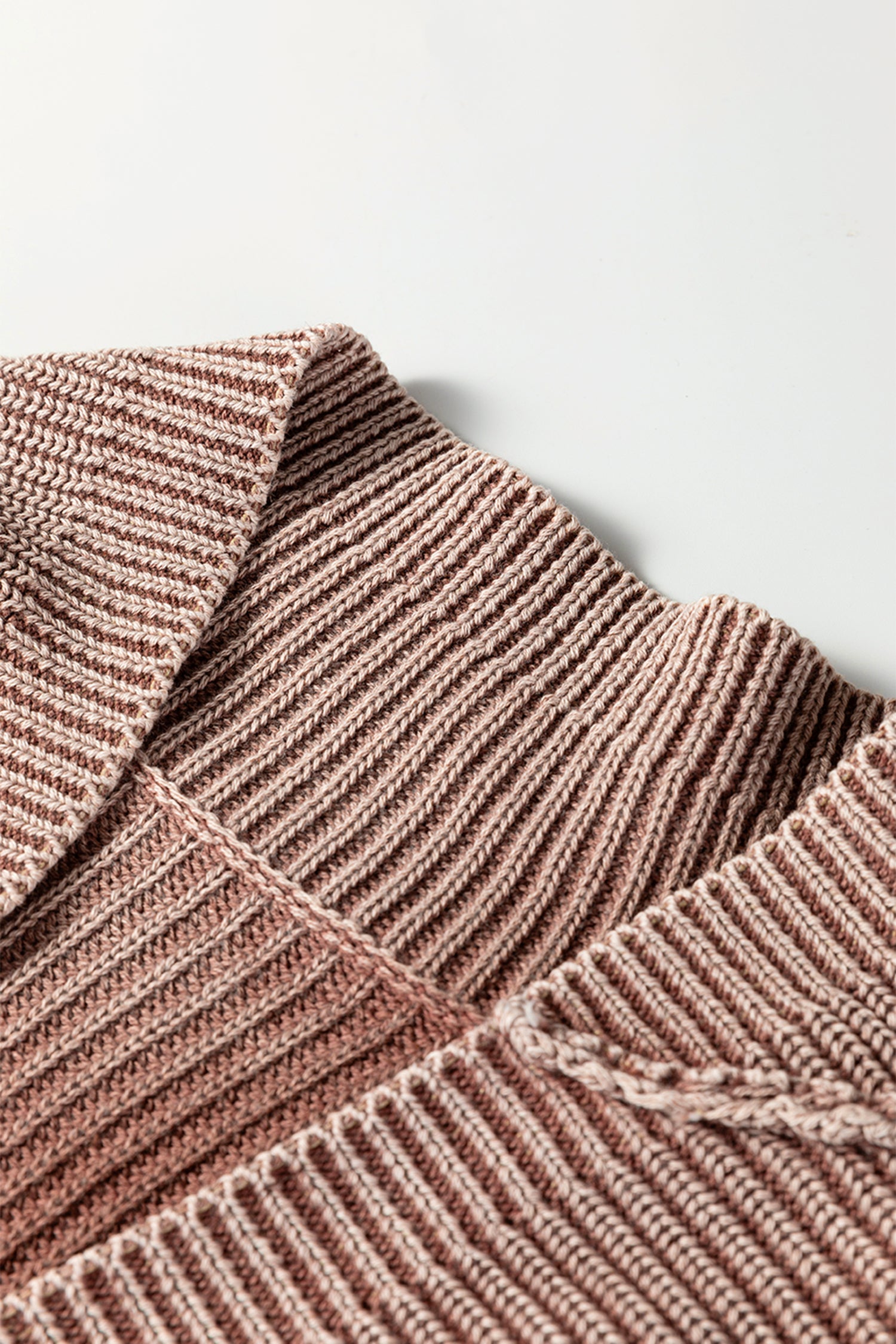 Chestnut Mineral Wash Exposed Seam Patchwork Knit Open Sweater Cardigan - Cowaa