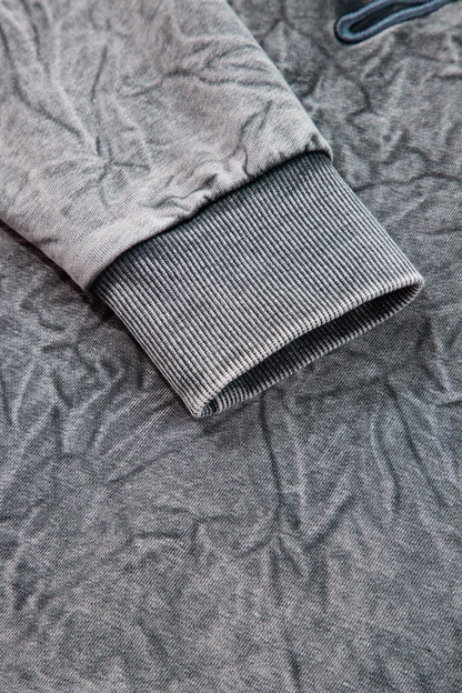 High-rise saved by grace Letter Embroidery Mineral Wash Loose Sweatshirt - Cowaa