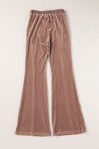 High Waist Corduroy Flare Pants - Cowaa