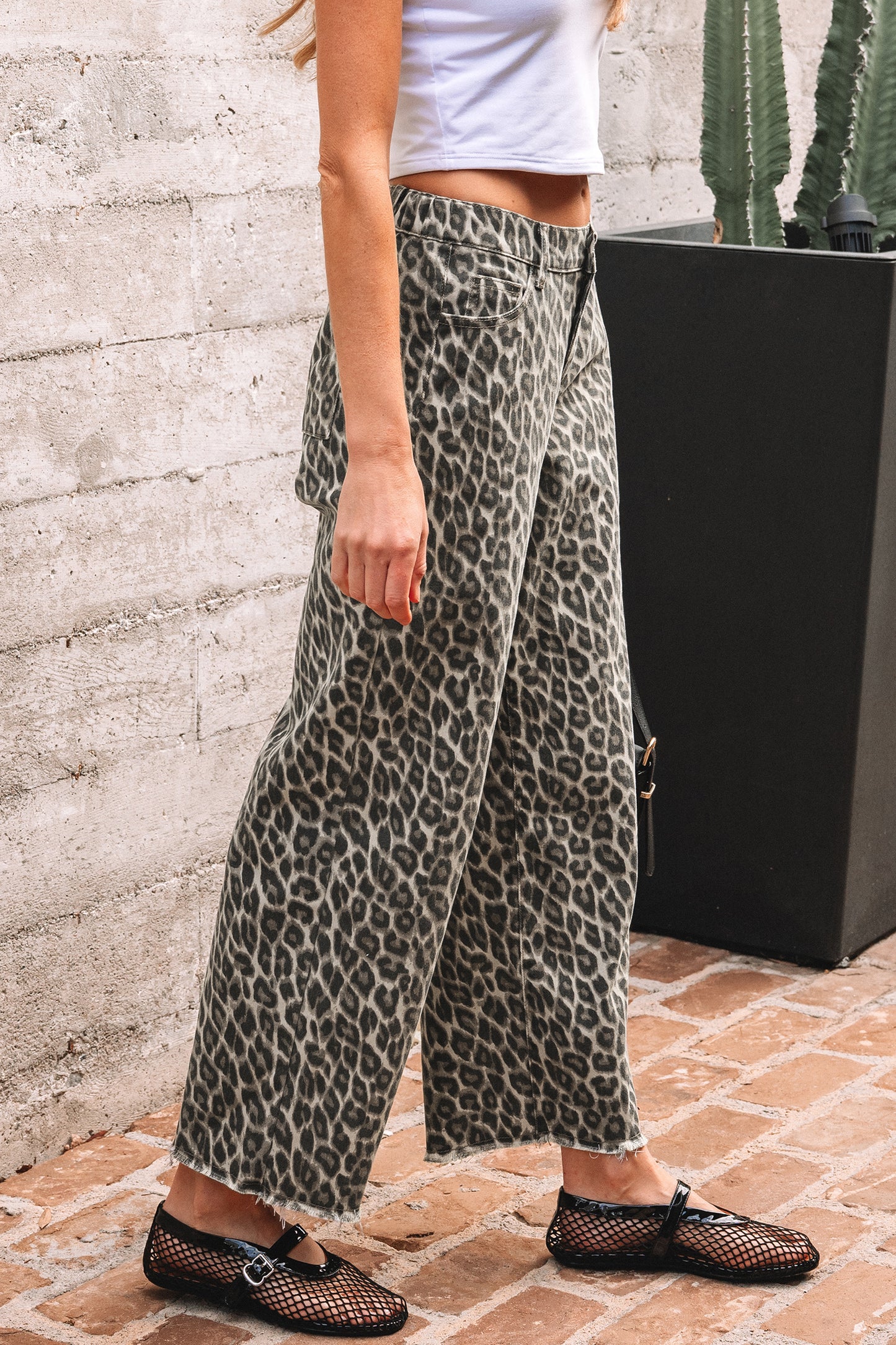 Yellow Leopard Straight Loose Leg Jeans - Cowaa