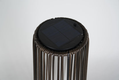 2-Pack Dark Brown Outdoor Wicker Floor Solar Lamps