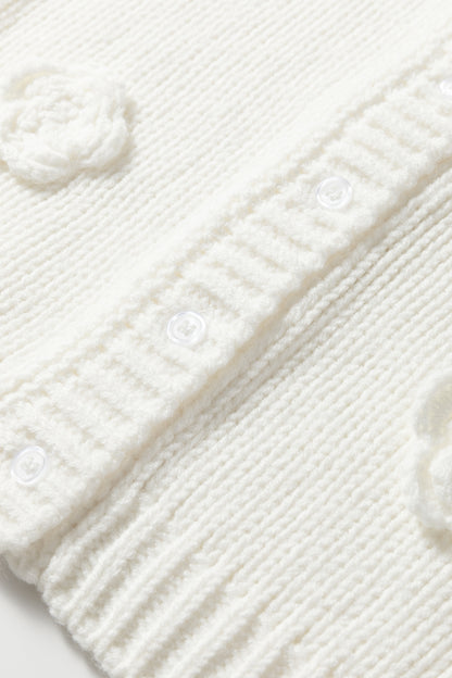 White 3D Flower Spaghetti Straps Sweater Vest - Cowaa